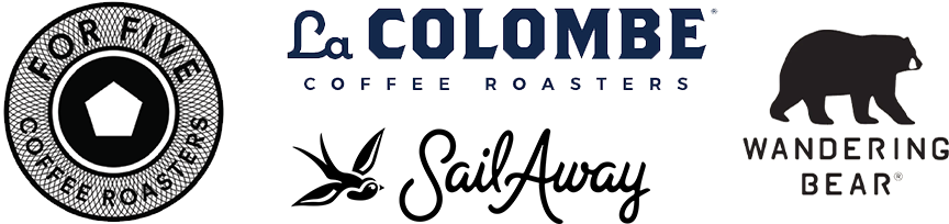 tasting-logos For Five Coffee Roasters, LA Colombe Coffee Roasters, Sail Away, Wandering Bear